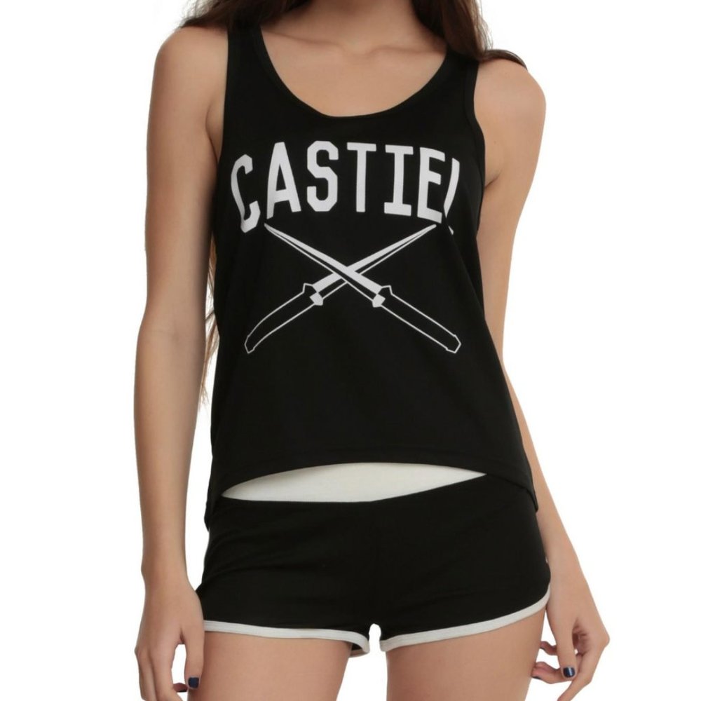 Hot Topic Supernatural Castiel Mesh Lounge Tank Set